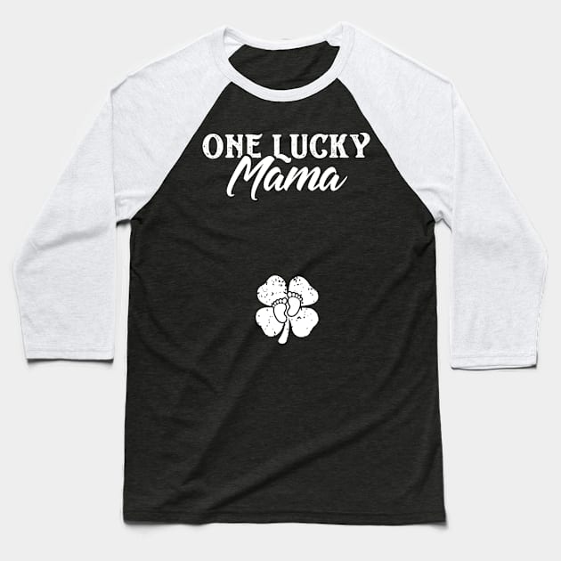 One Lucky Mama St Patricks Day Pregnancy Announcement Baseball T-Shirt by trendingoriginals